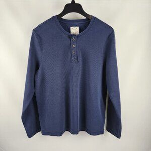 Fat Face Shirt Men XXL Navy Long Sleeve Henley Cotton Casual Pullover Top